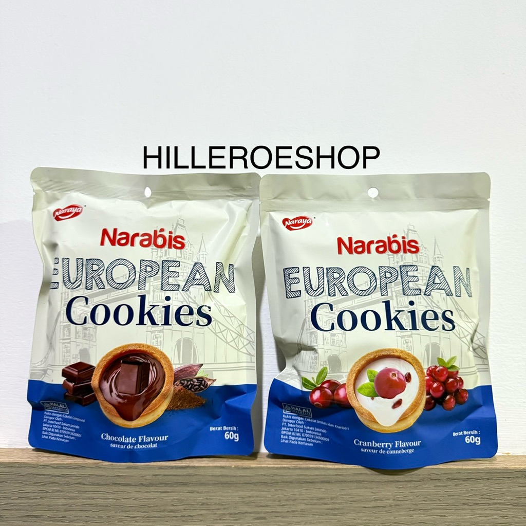 

COKLAT NARAYA NARABIS EUROPEAN COOKIES 60GR CHOCOLATE / CRANBERRY FLAVOUR COKELAT BISKUIT 60GRAM