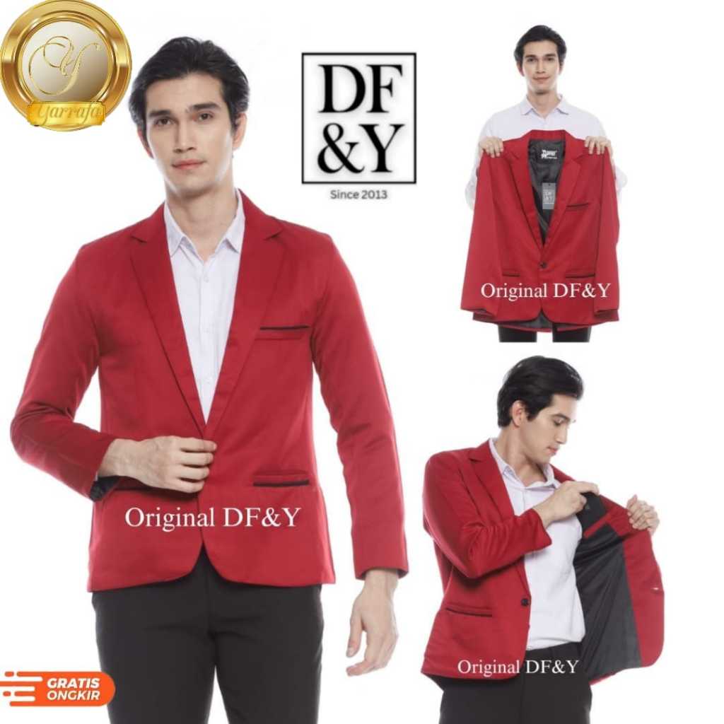 YARRAFA Jas Blazer Pria Merah Maroon / Blazer Best Seller DF&Y Original / Blazer Pria Korea Style / 