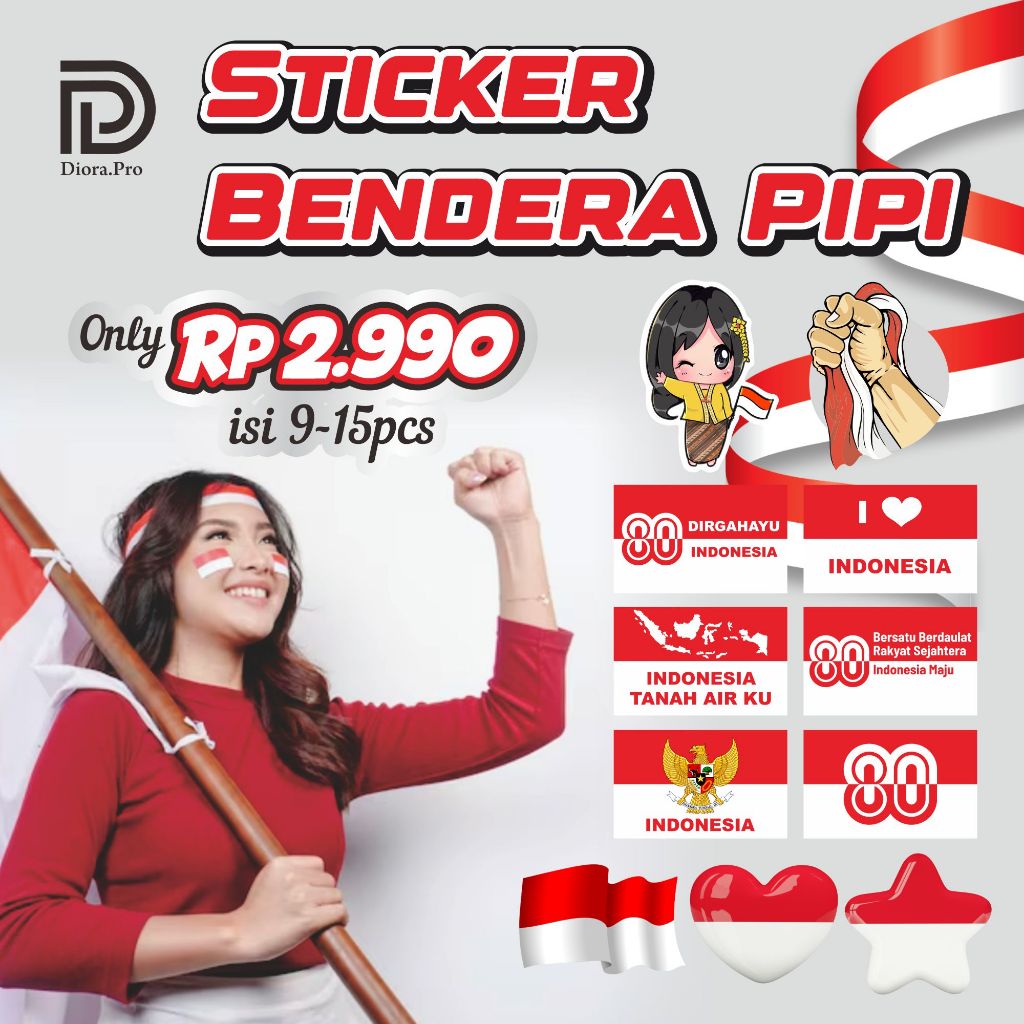 

STICKER PIPI Bendera Merah Putih / Stiker Pipi Sudah Cutting / Tempelan Pipi / Stiker Wajah / Stiker 17an / Stiker Bendera HUT RI DIRGAHAYU INDONESIA