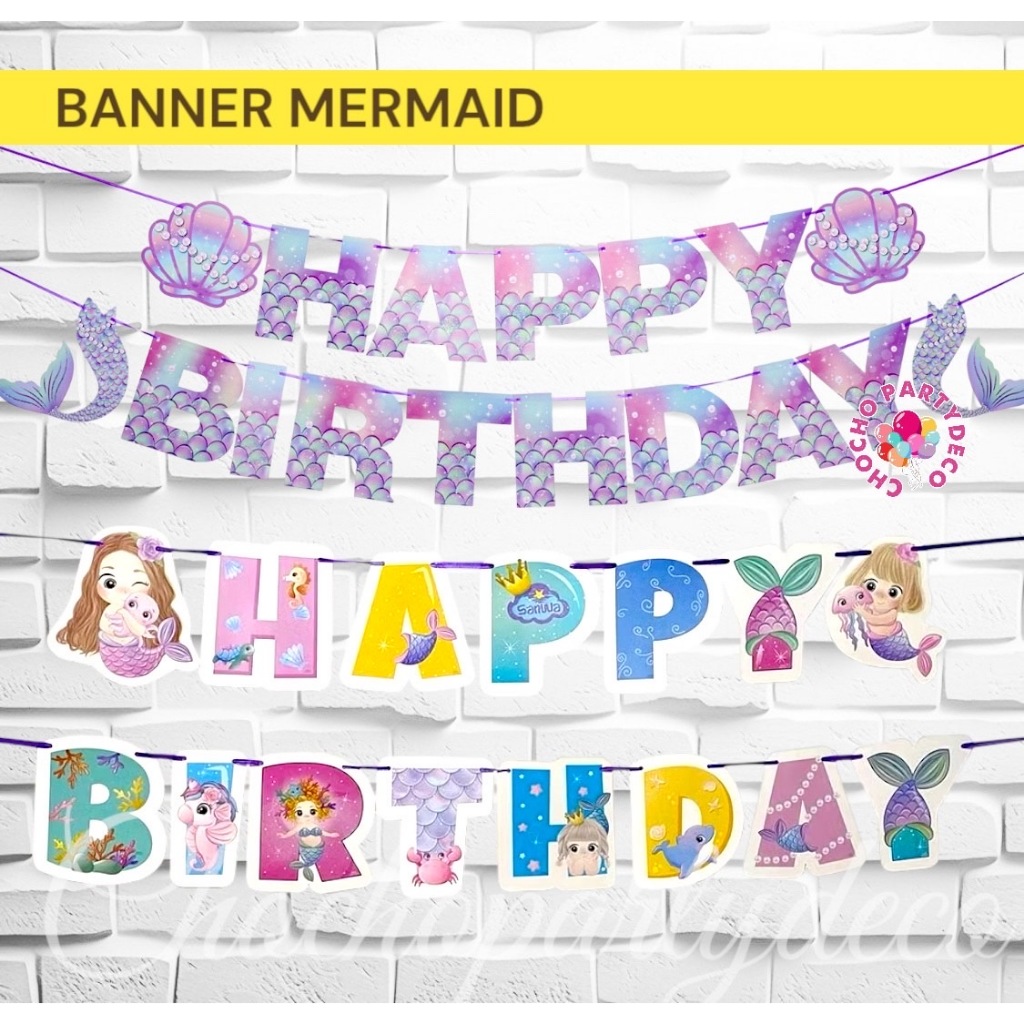Bunting Flag MERMAID ARIEL / Banner ARIEL MERMAID PUTRI DUYUNG