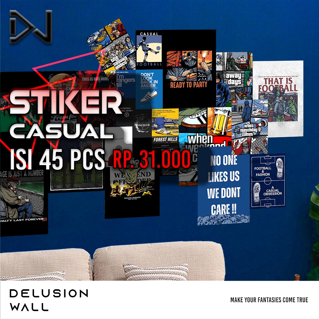 STIKER DINDING CASUAL ISI 45 | DELUSIONWALL | POSTER ART PAPER 260gsm | POSTER DINDING AESTHETIC | P