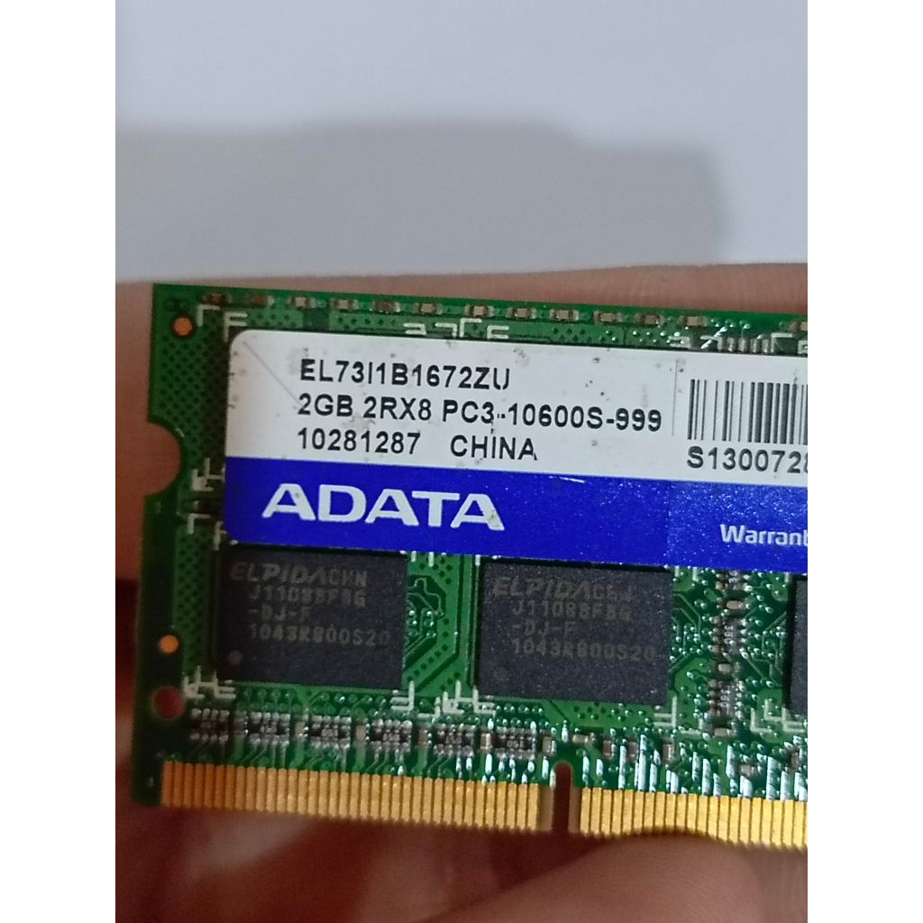 MEMORY RAM SODIMM DDR3 ADATA 2GB 2Rx8 PC3-10600S-999 - ercomp1