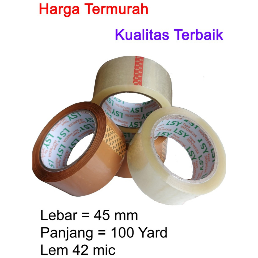 

Lakban Bening - Cokelat Termurah LSY TAPE 45mm x 100 Yard (CHO) / Lakban Bening