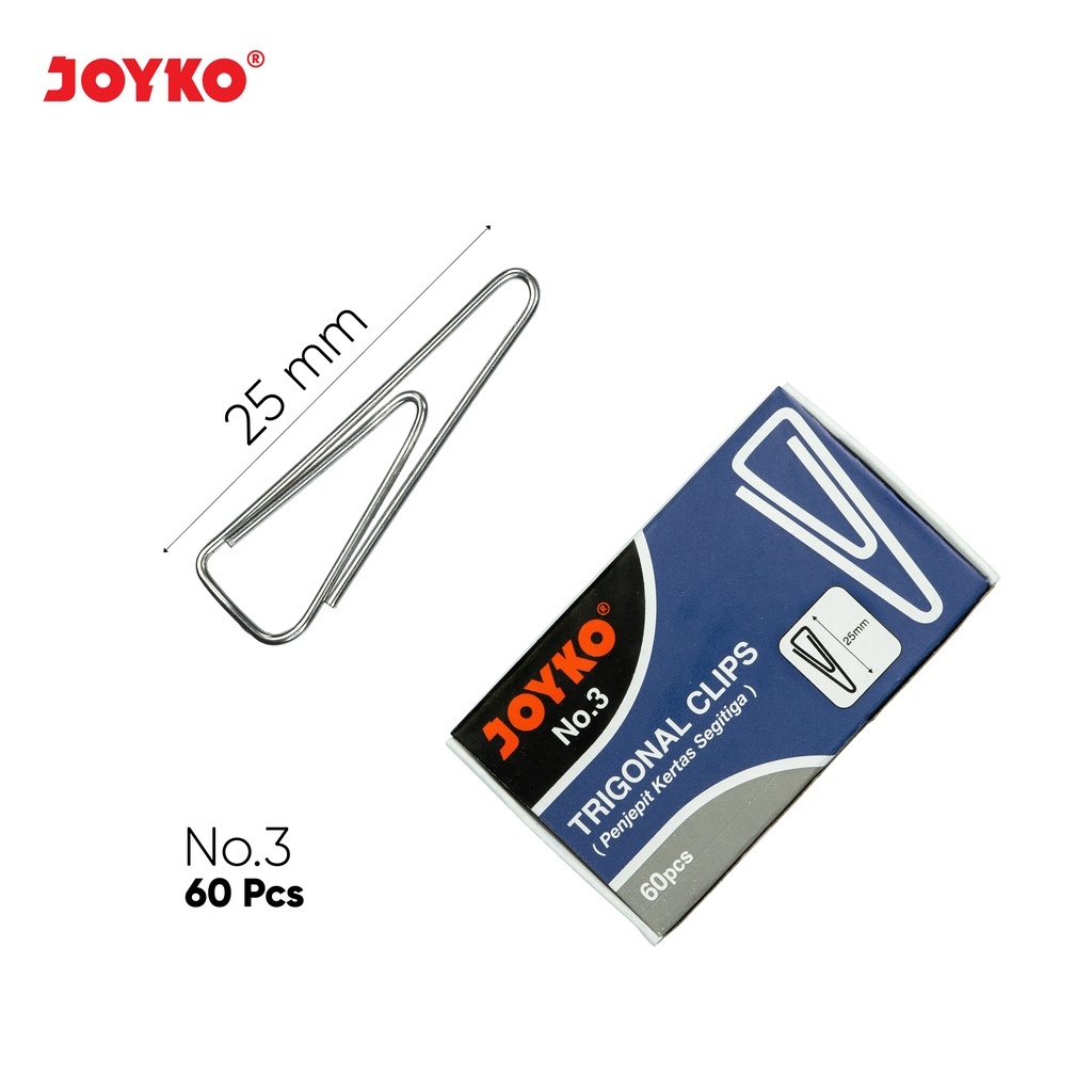 

JOYKO TRIGONAL CLIP PAPER CLIP NO.3 KLIP PENJEPIT KERTAS JOYKO NO.3 BOX [10PCS]