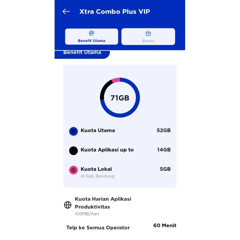 Xl combo vip diskon 70%