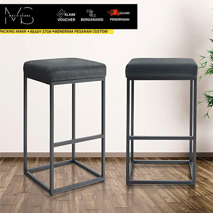 Bar Stool Modern // kursi besi hollow// kursi besi industrial– Kursi Tinggi Minimalis Tanpa Sandaran
