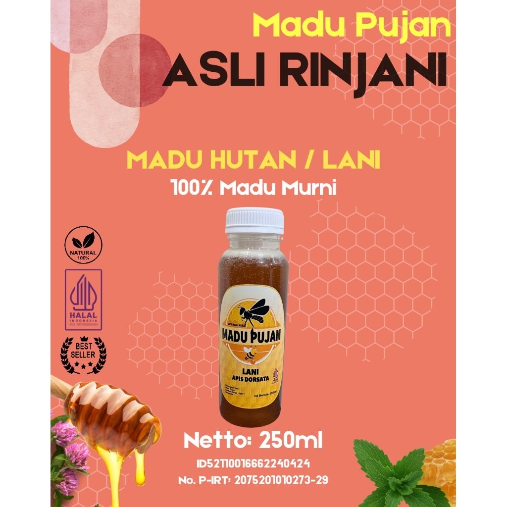 

[MADU PUJAN asli RINJANI] Madu Hutan/Lani 250ml Madu Murni 100%