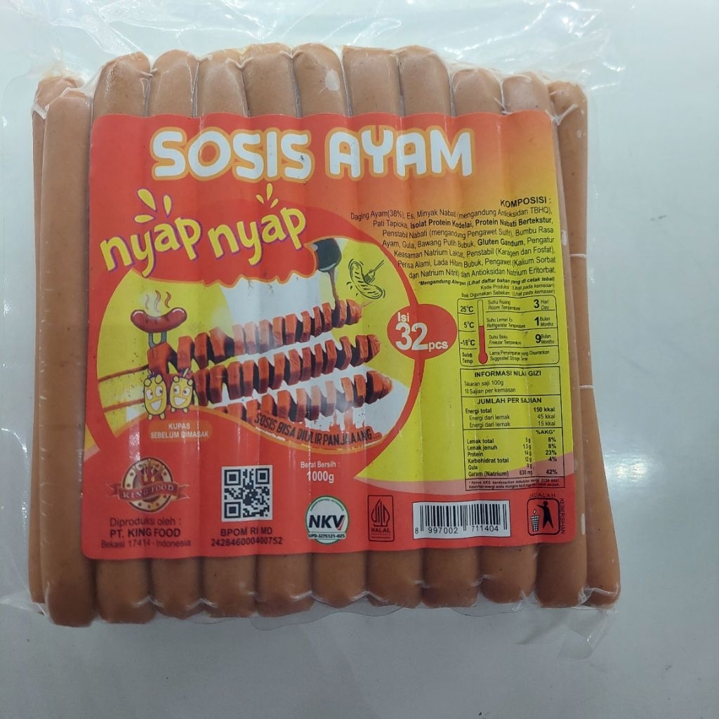

SOSIS AYAM NYAP-NYAP/ISI 32 PANJANG/SOSIS AYAM/SOSIS UMKM/COD