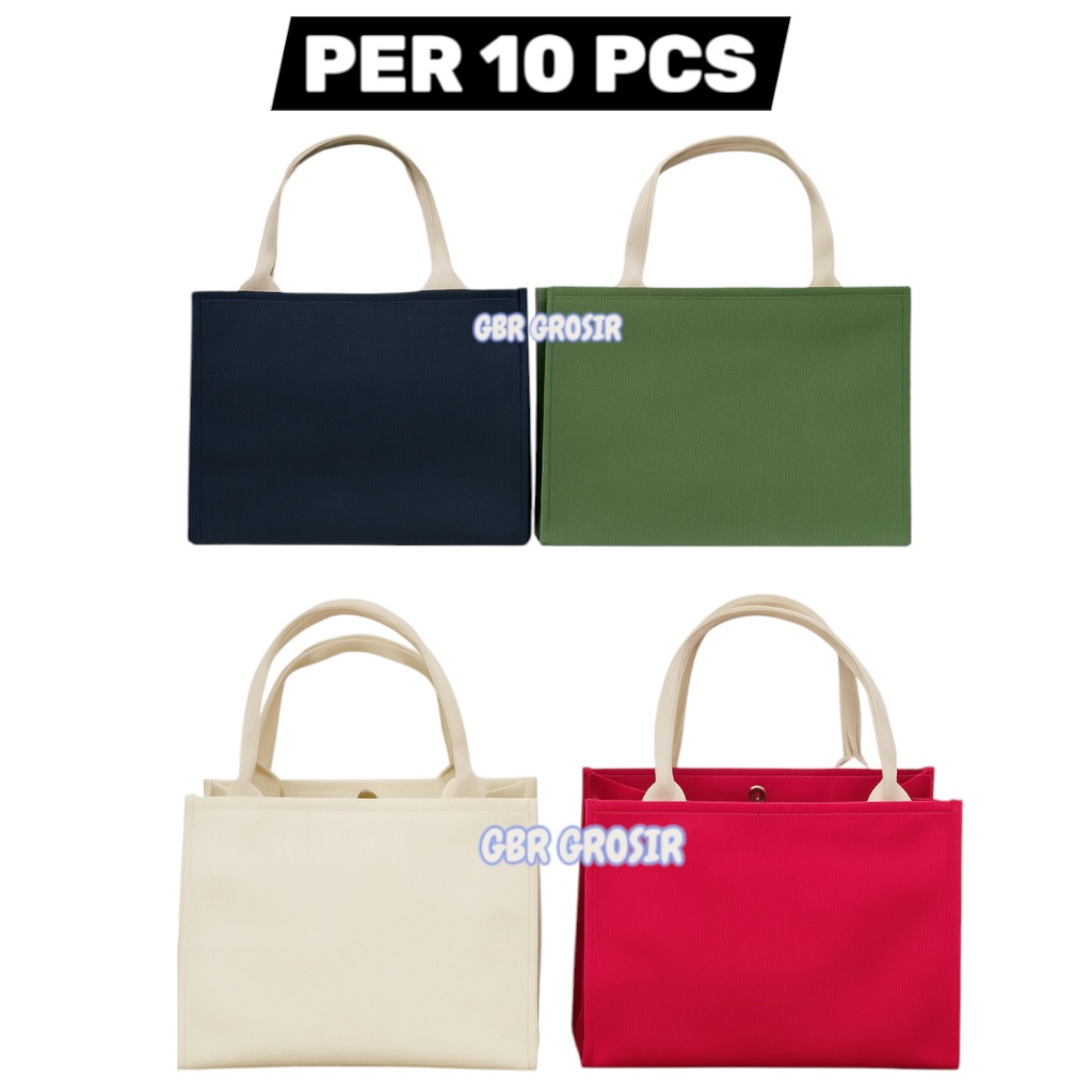 

Tas Hampers Murah Kanvas Desain Elegan Kancing Magnet 20X10X15 CM PER 10 PCS
