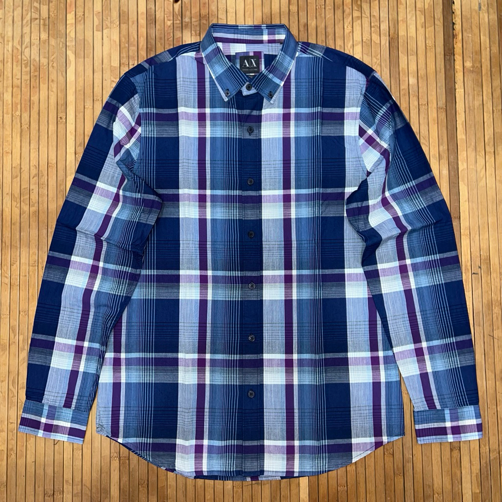 ARMANI EXCHANGE PLAID BUTTON DOWN LONG SLEEVE SHIRT hugo boss massimo dutti
