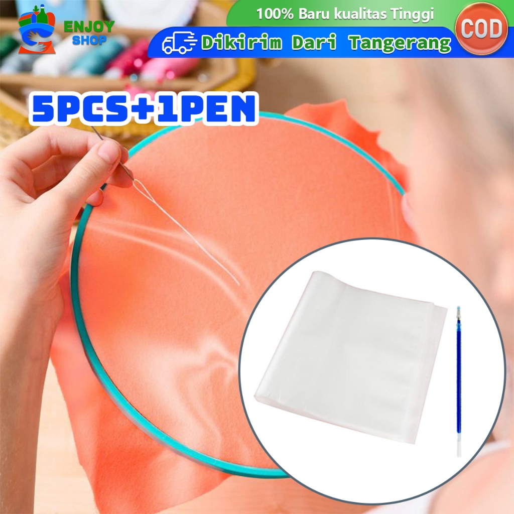 

5pcs Water Soluble Paper Film Embroidery Kertas Larut Air Untuk Desain Bordir 25x25cm