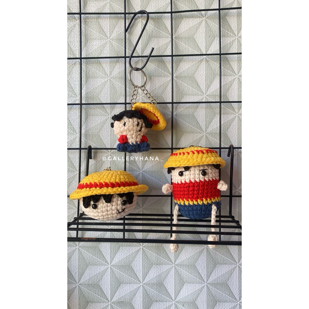 gantungan kunci rajut luffy one piece - boneka luffy one piece