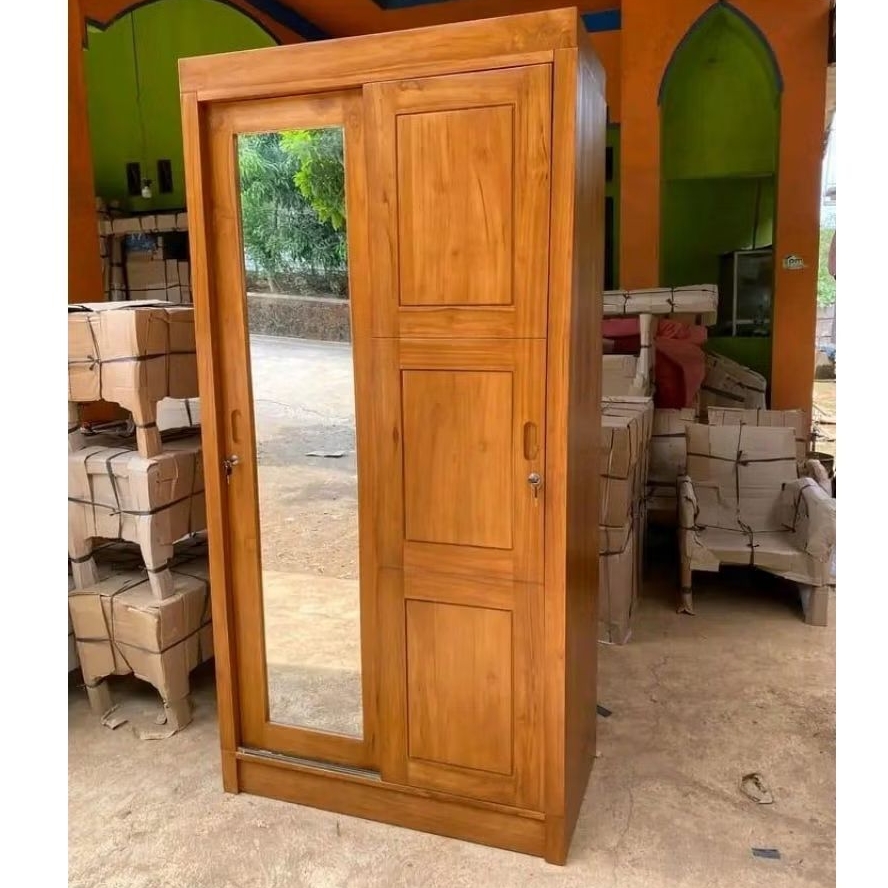 almari minimalis, almari modern, almari dua pintu, almari kayu jati, almari kaca, almari