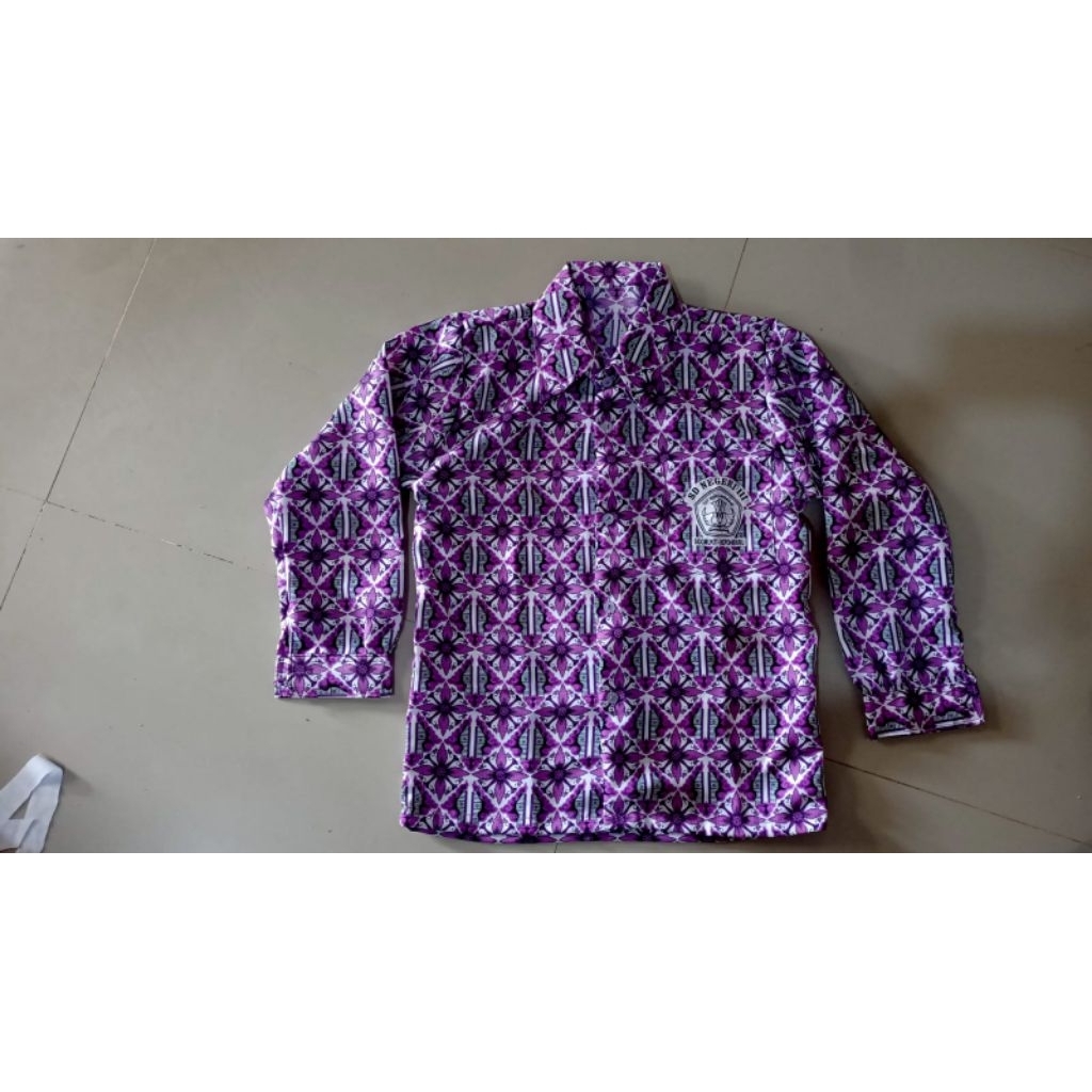 Seragam sekolah TK SD SMP SMA batik bunga sari ungu