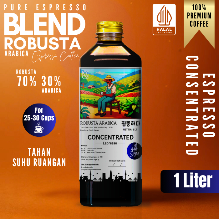 

Espresso cair 1 Liter blend Robusta 70% Arabika 30% kopi konsentrat Concentrated | kopi konsentrat | Halal indonesia | Aceh gayo | Kopi susu | Medium dark - Kiyowo Coffee
