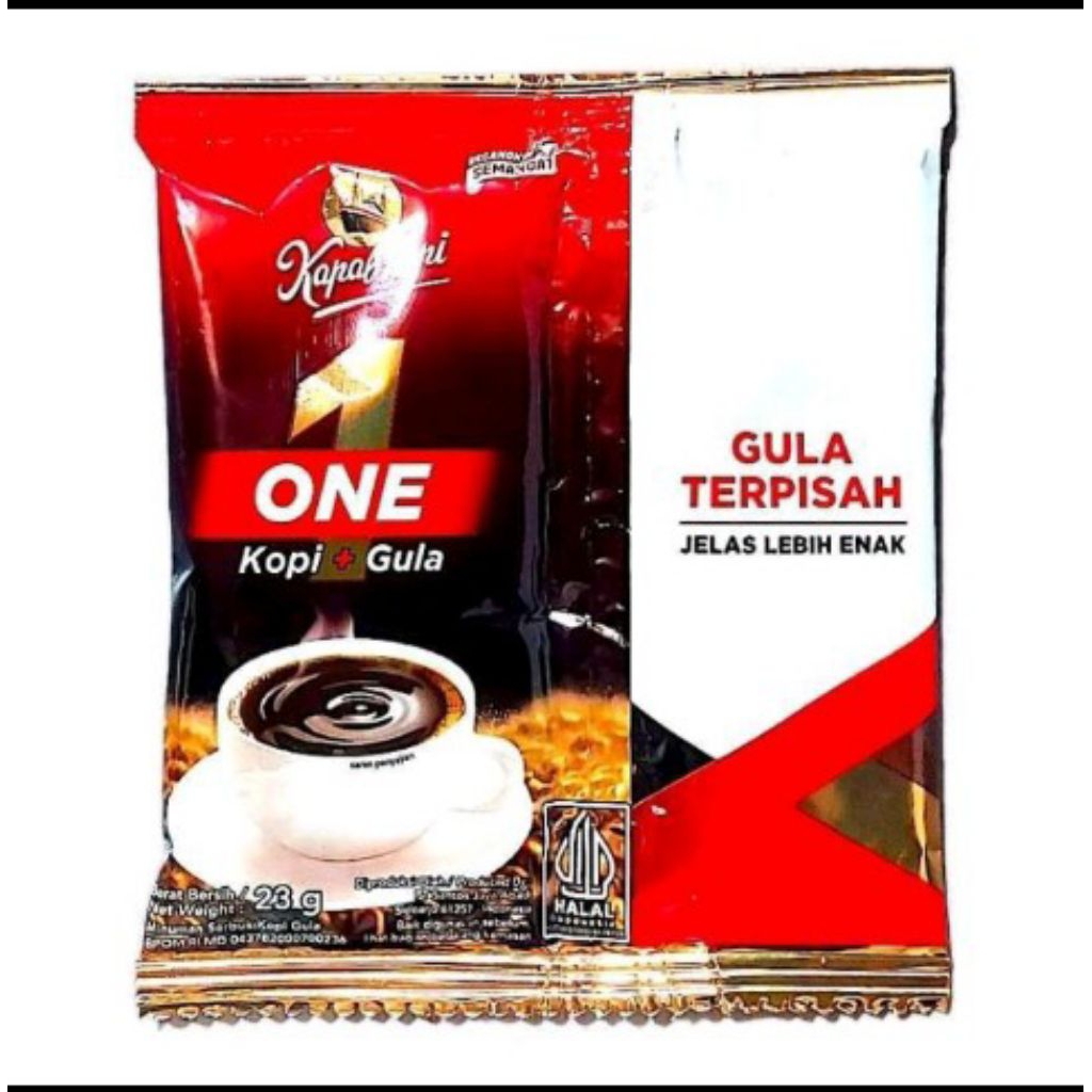

Cahayadstore Kopi Kapal Api One Kopi + Gula, Gula Terpisah 1 Renteng Isi 10+2 Sachet
