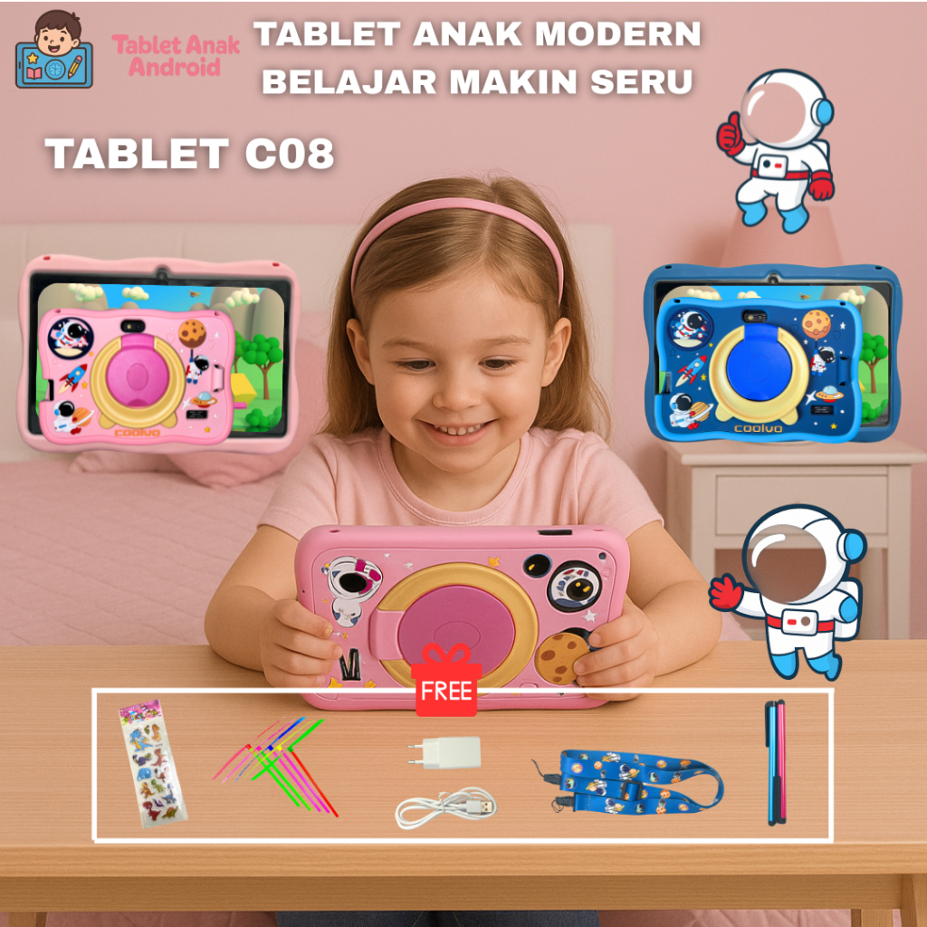 Tablet Anak Android 8 Inch Tablet Mini Edukasi Anak 4/64GB Tablet Android 13