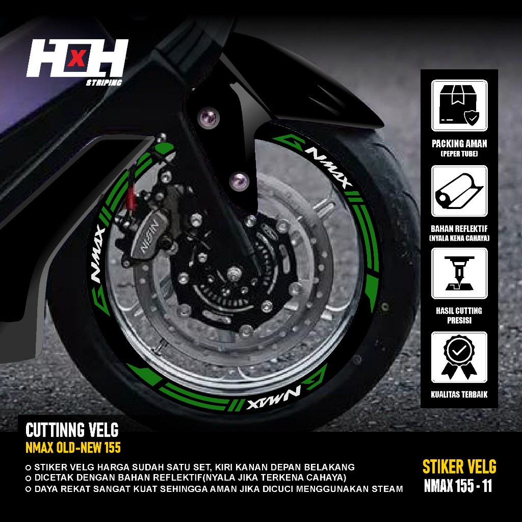 (COD) Cutting Sticker Velg yamaha Nmax 155 turbo connected Stiker Lis Variasi Ban velk nyala 11