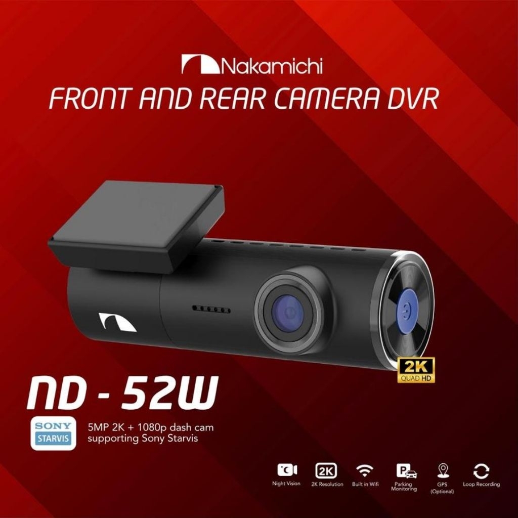 Nakamichi ND-52W Dash Cam Mobil 2K 5MP / Dashcam Mobil Nakamichi ND52W / Kamera Dash cam Nakamichi