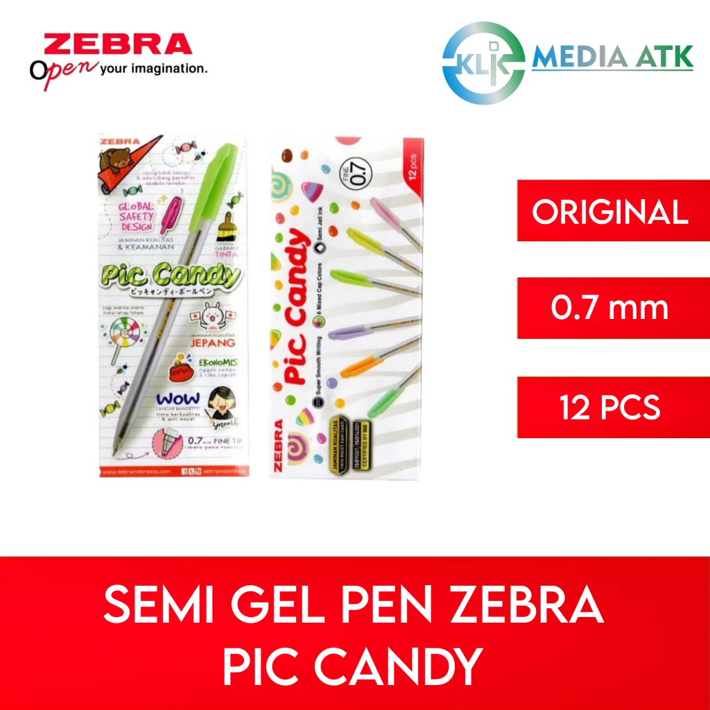 

Pen Zebra Pic Candy Semi Gel 0.7 - 12 Pcs