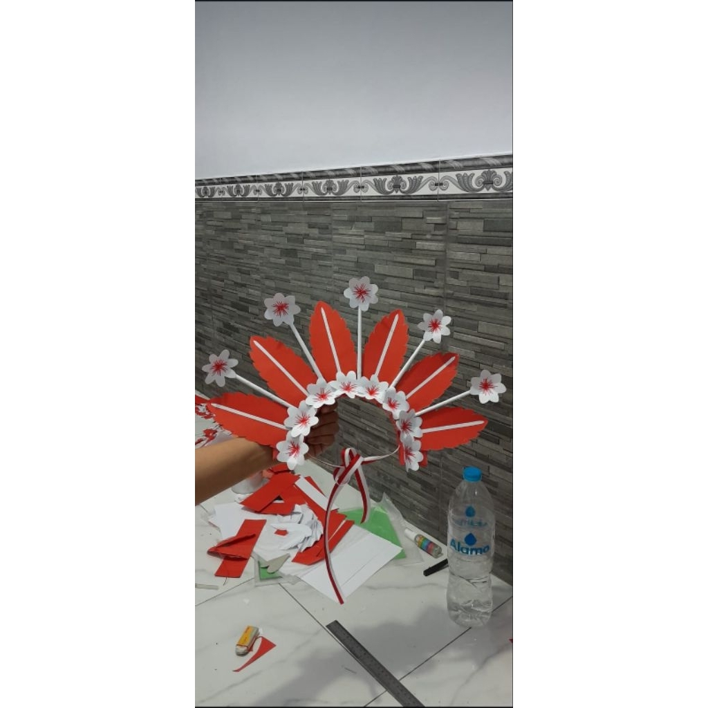 Bando merah putih/Hoasan merah putih/Hiasan Kepala Agustusan/Mahkota tari/Hiasan Karnaval/Mahkota ke