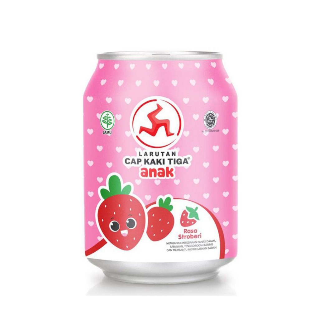 

Cap Kaki Tiga Anak Larutan Penyegar Stroberi Kaleng 238 ml