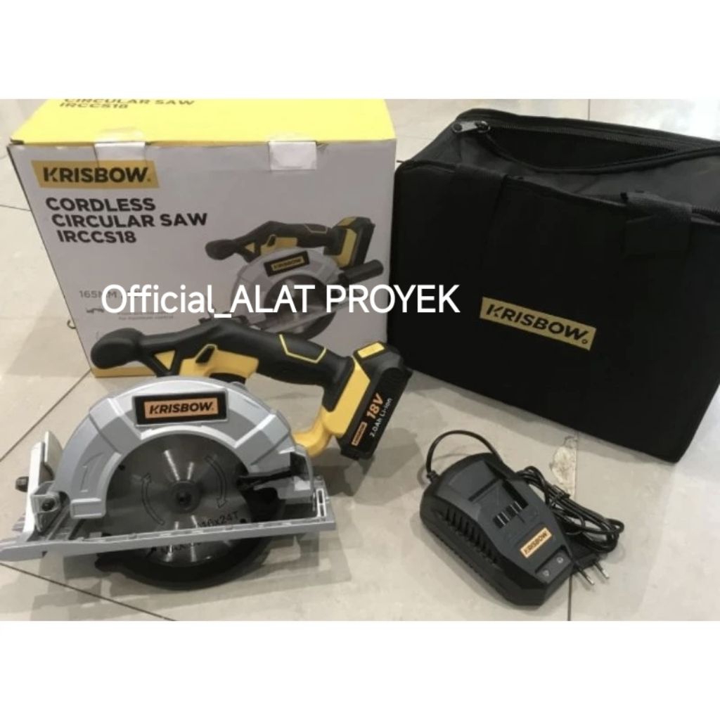 Krisbow Cordless Circular Saw 165mm 18v