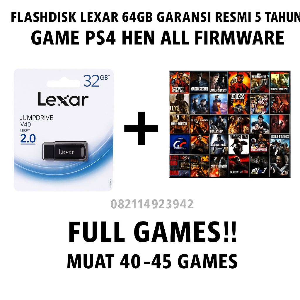 FLASHDISK 64GB + GAME PS4 PKG INSTALLER | GARANSI FLASH DISK 5 TAHUN | FLASH DISK GAME PS4 HEN 5 6 7
