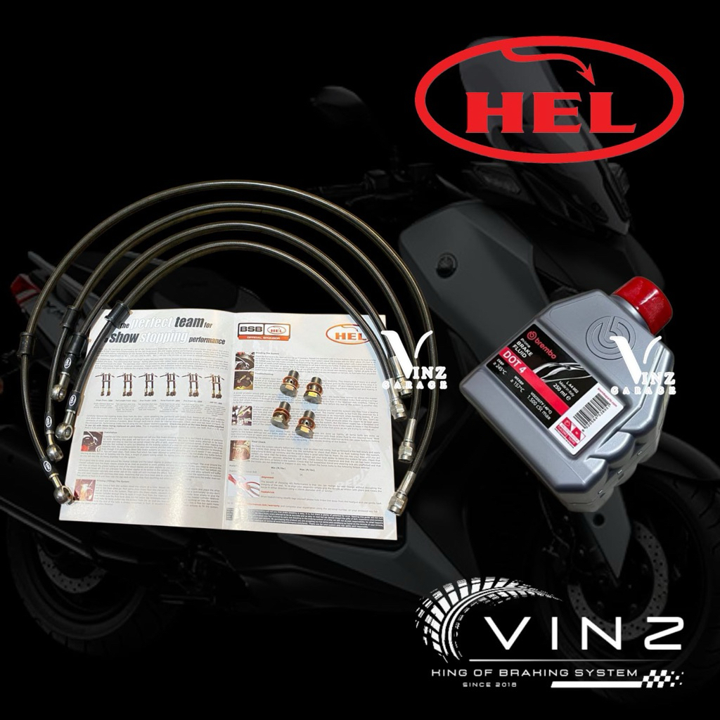 Paket Selang Rem Hel Xmax Black Carbon Full Set Plus Oli Rem Brembo 250 Ml // Selang Rem Hel Xmax Bl