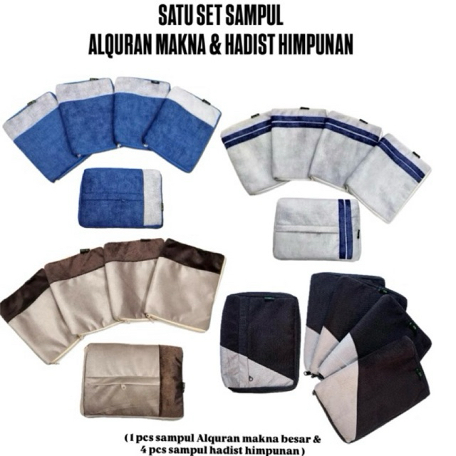 SET PAKET SAMPUL ALAS /COVER ALQURAN BESAR + HADIST BAHAN BLUDRU PREMIUMM