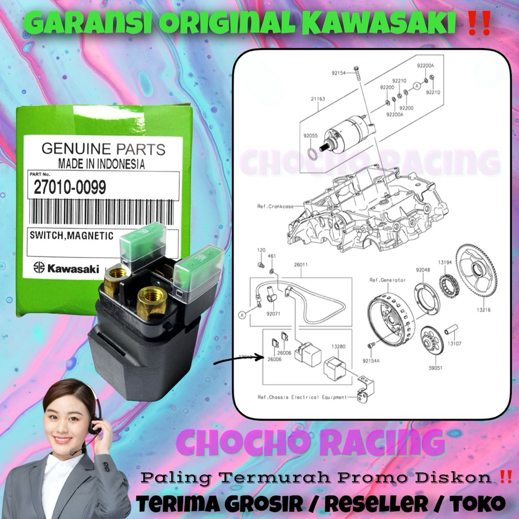 [0099] PROMO DISKON - SWIT BENDIK STATER NINJA 250 FI NEW N250FI NEW INJEKSI ORI ASLI KAWASAKI  2701