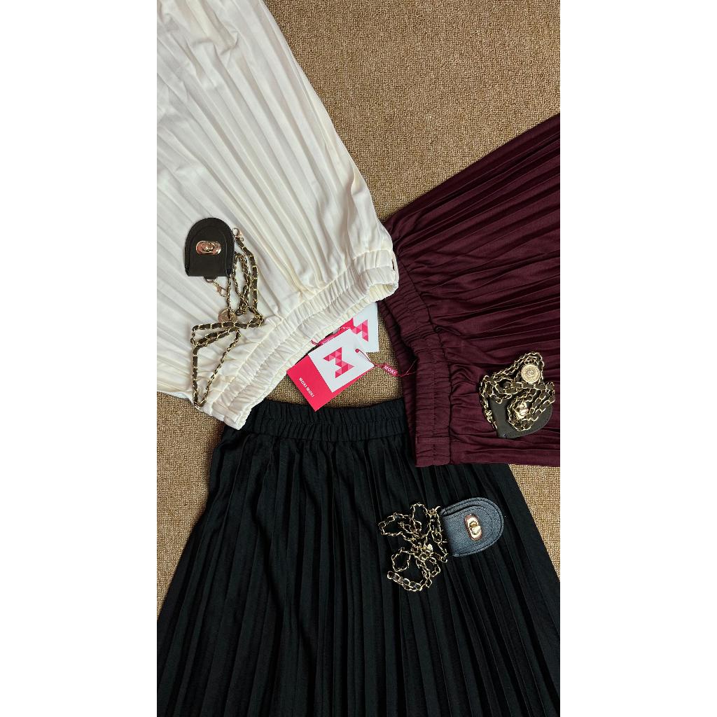 Rok Plisket Mewah Maroon - Rok plisket putih - Rok plisket Hitam - rok plisket import bangkok - Rok 