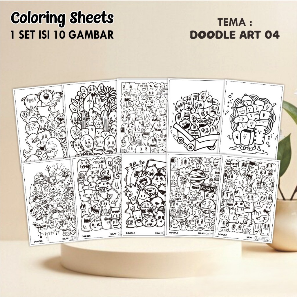 

KERTAS MEWARAI ANAK DOODLE ART - LEMBAR MEWARNAI MURAH READY STOCK - COLORING SHEETS ANAK PAUD/TK