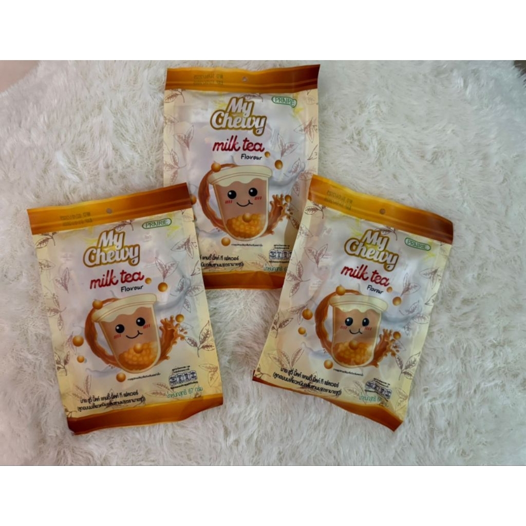 

permen chewy milk tea, snack thailand manis kenyal,