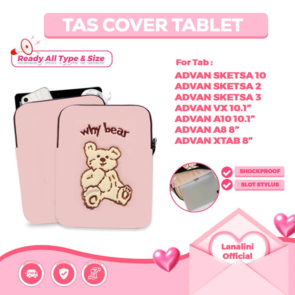 Sleeve Tas Tablet Pouch Cover Handle Clutch Bag Sarung Kantung Kesing Advan Sketsa 10 2 3 2023 VX Ne