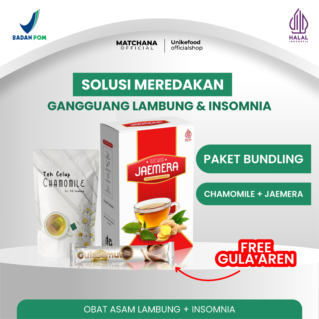 

Bundling Jahe Merah Asli Jaemera & Teh Bunga Chamomile | Obat Insomnia, Obat Gerd BPOM, Obat Lambung