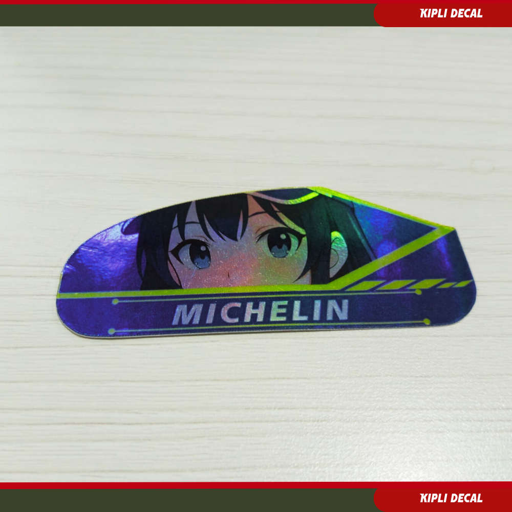 

Stiker decal motor anime Hologram Michelin [Hologram-laminasi-glossy]