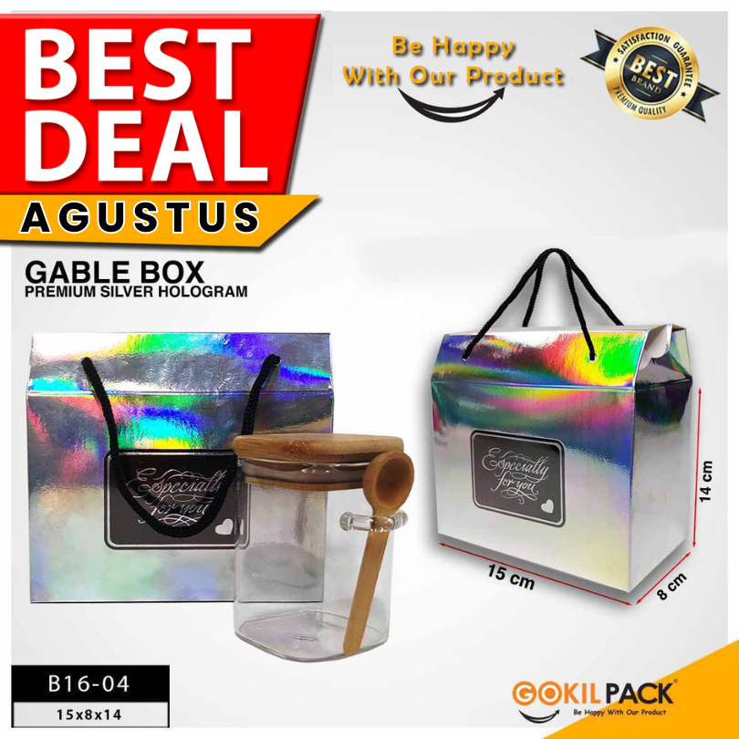 

Box Hologram Kotak Packaging Kue Souvenir Hadiah Gable B16-04