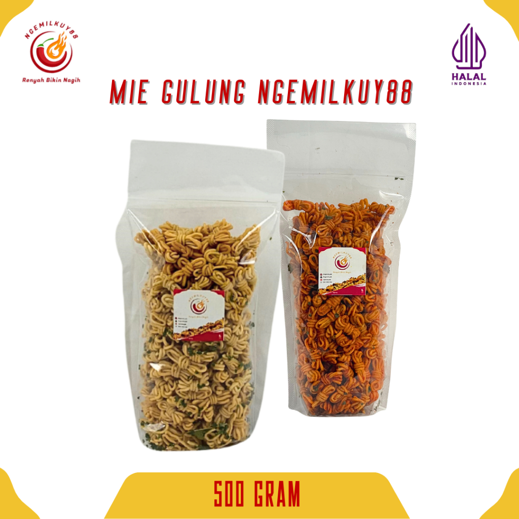 

Mie Gulung Pedas Daun Jeruk 500Gram Mie Gulung Kriuk Cemilan Pedas Snack Pedas Ngemilkuy88_
