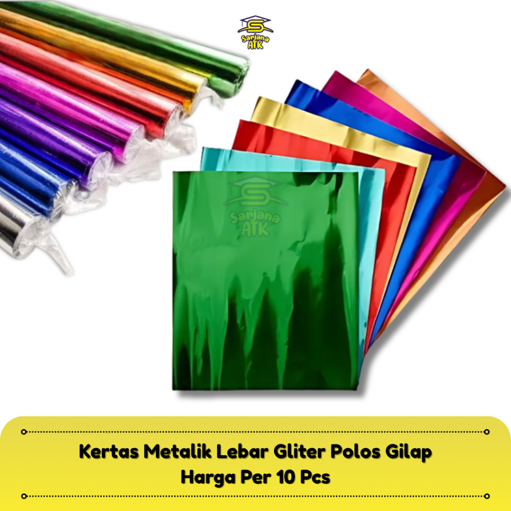 

(10 pcs) Kertas Metalik Kertas Gliter Kertas Kado Polos Gilap