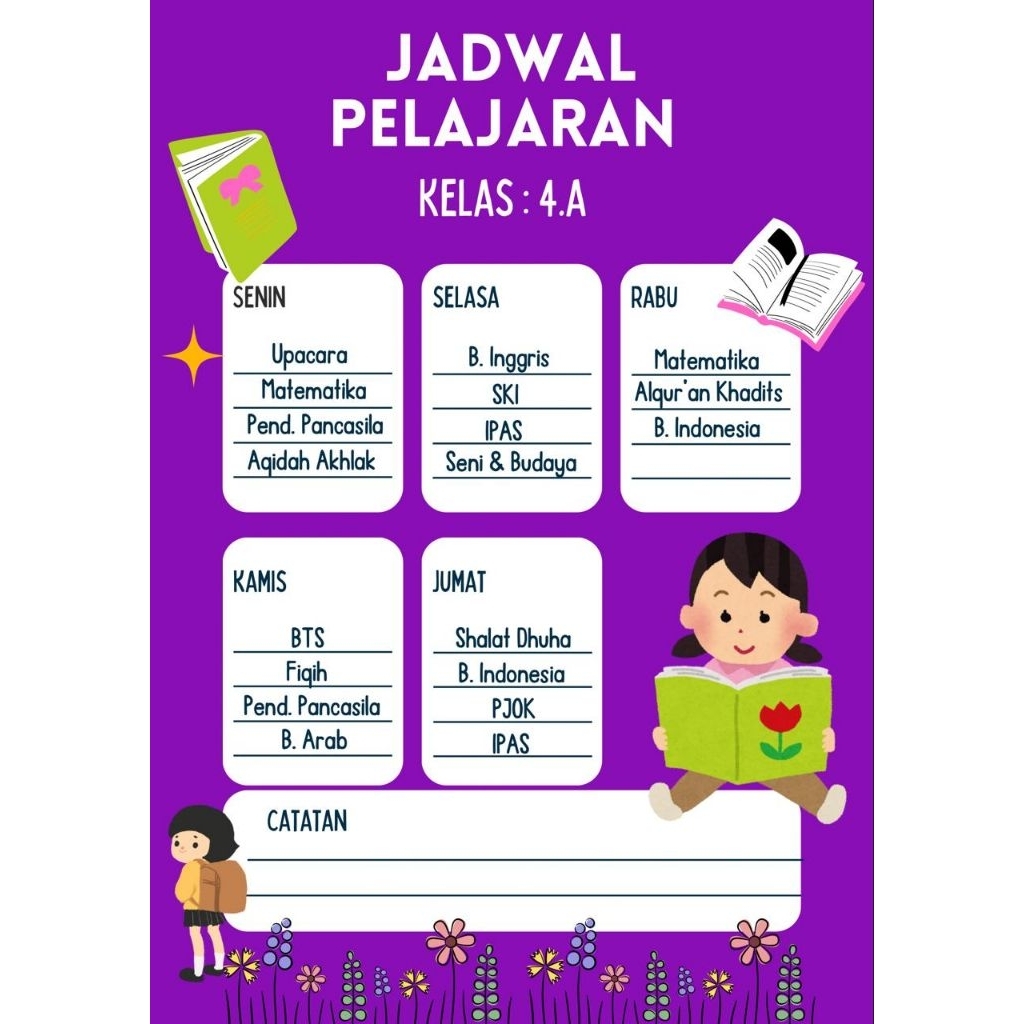 

UKURAN A4 Poster Jadwal Pelajaran Kertas Foto glossyA4 230 Gsm custom
