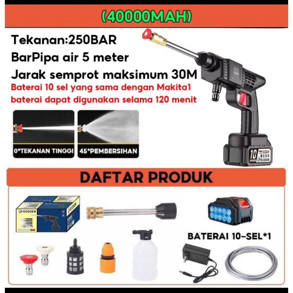 Jet Cleaner 1 Batre Tekanan Tinggi Alat Cuci Motor Mobil AC Steam Mesin Mini Portable Cuci Steam Mob