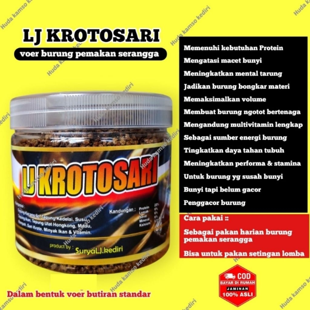 LJ KROTOSARI+ VOER LJ + KROTOSARI PREMIUM+ VOER SERANGGA + PAKAN BURUNG GACOR + VOER PROTEIN TINGGI