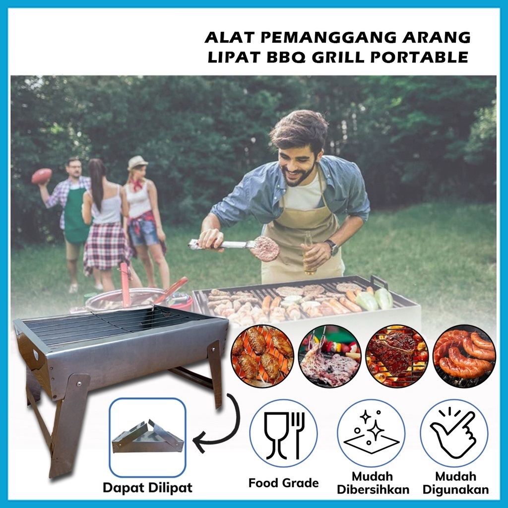 Alat Panggangan Portable Sosis BBQ Sate Sosis - Tempat Bakar Arang Besi Serbaguna