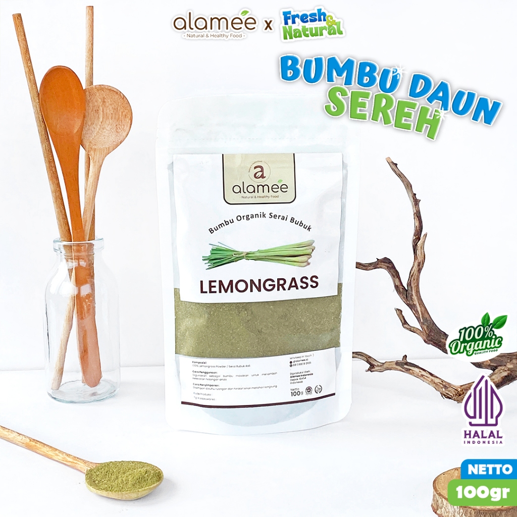 

ALAMEE Sereh Bubuk Lemongrass Powder Bumbu Dapur Organik Serai Murni Asli 100g fresh and natural