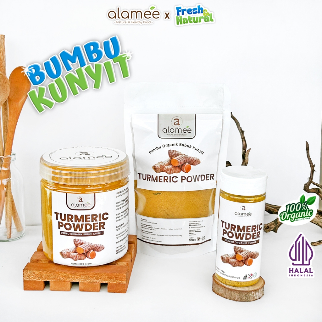 

ALAMEE Kunyit Bubuk Turmeric Powder Ground Bumbu Dapur Instan Organik Murni Asli fresh and natural