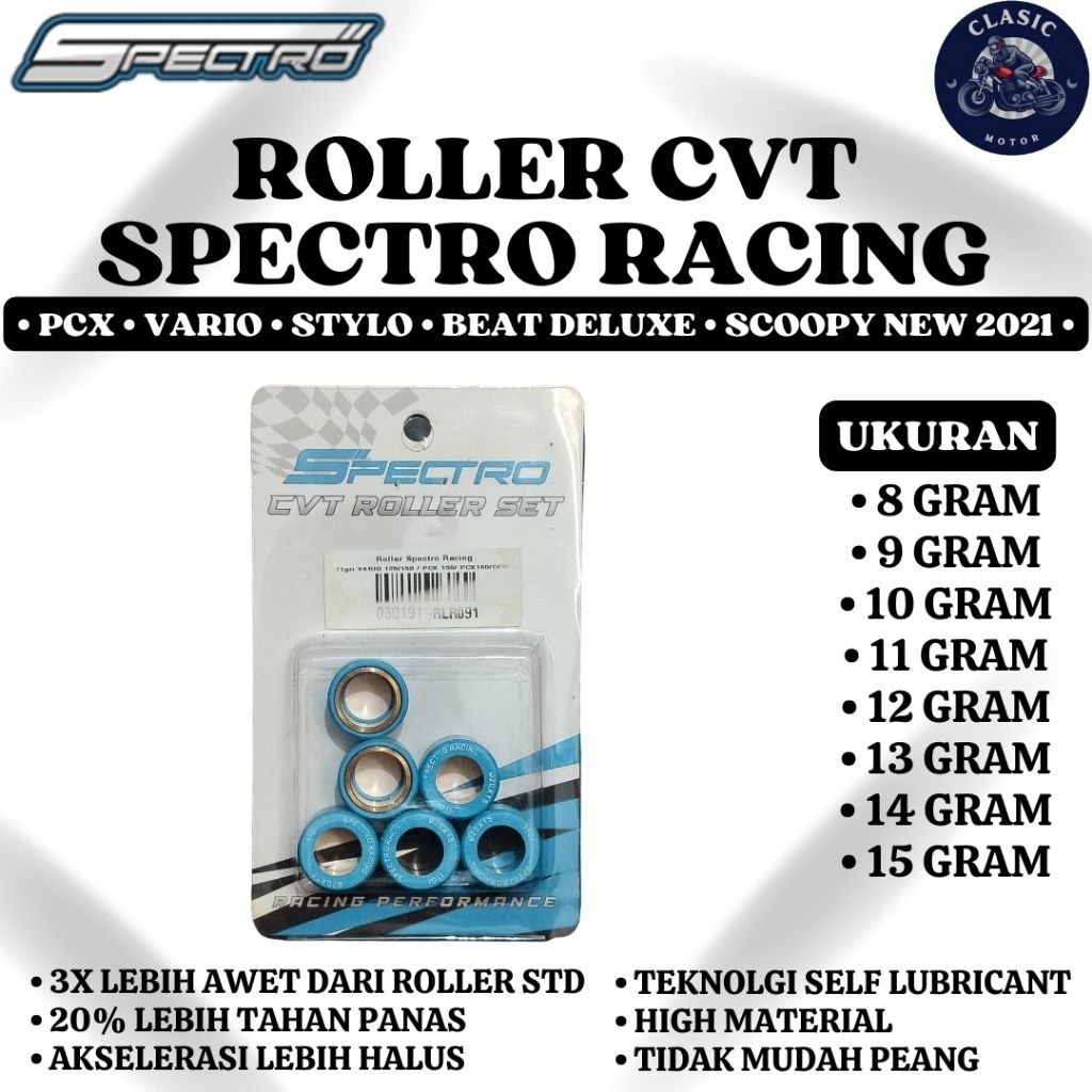 Roller Spectro Vario 125 Vario 150 Vario 160 Pcx 150 Pcx 160 8 gram sampai 15 gram