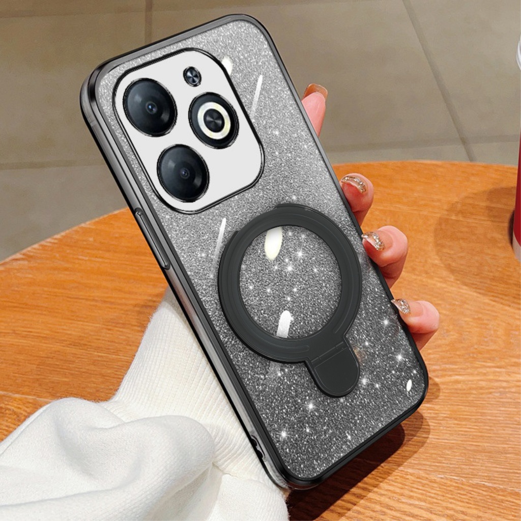 Soft Case itel A80 Glitter Ring Magnetic Holder Wireles Premium