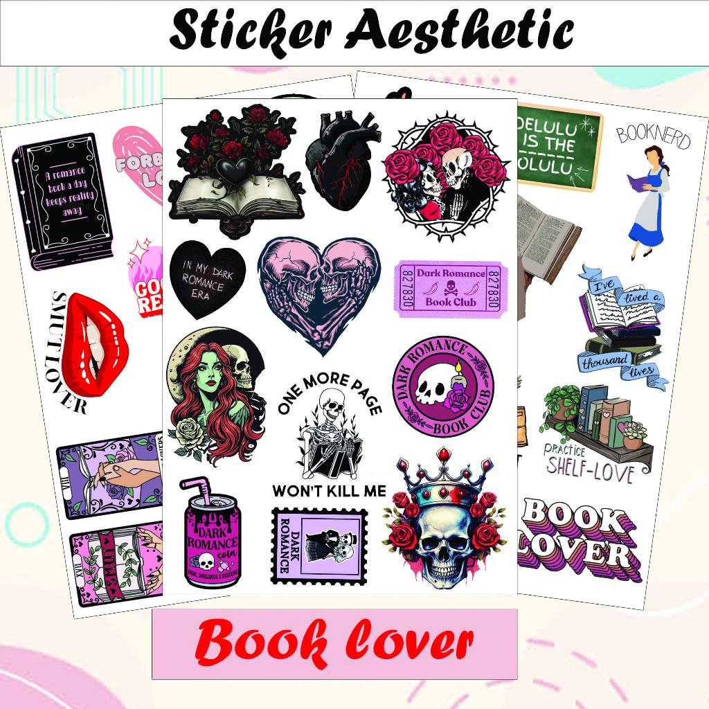 

Sticker Aesthetic A6 A5 Pecinta Buku Waterproof sticker tema book lover club stiker kertas estetik anti air pack glossy Vintage jurnal color Deco Korea kawai lucu simple
