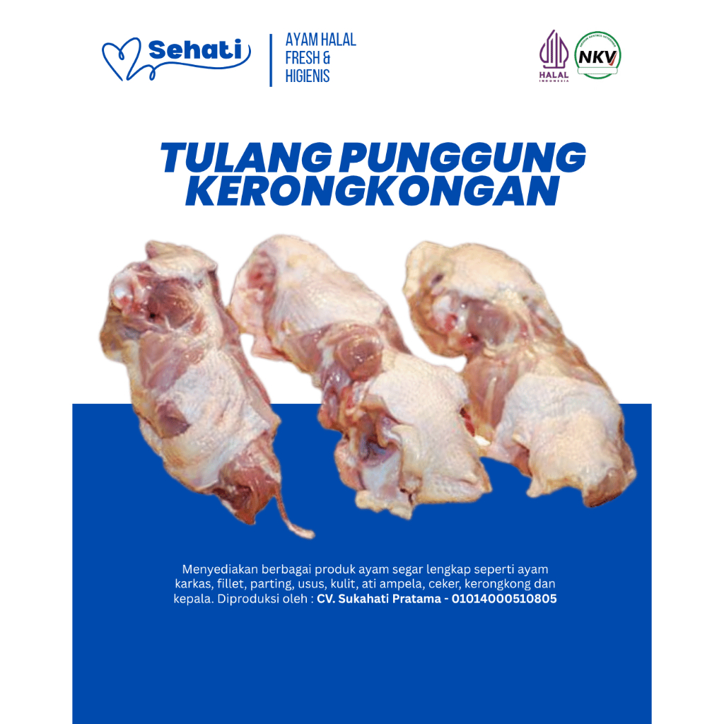 

Tulang punggung / Kerongkongan 100% Halal Higienis Certified Premium Quality